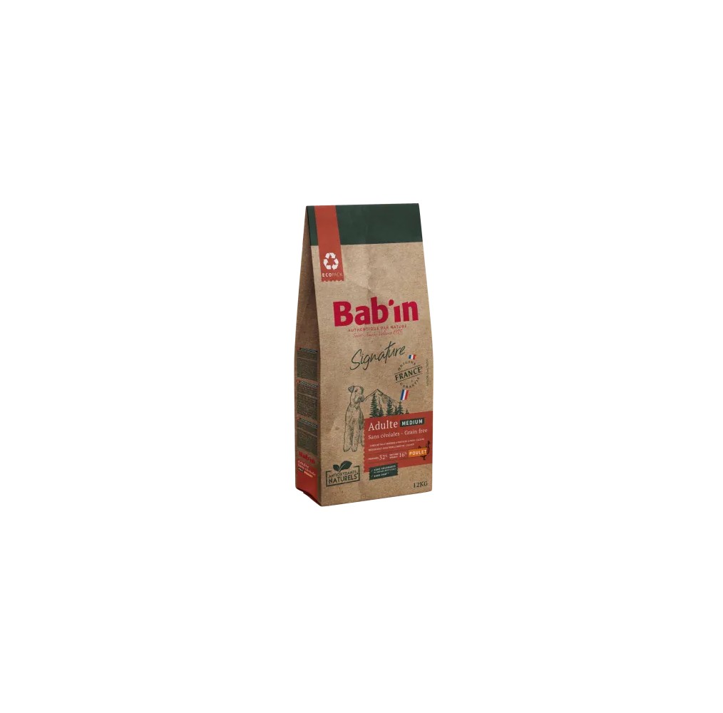 Bab'in Medium Sans Céréales Poulet 12 kg