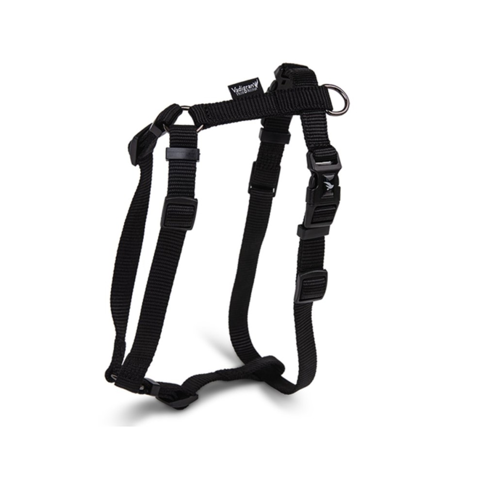 Harnais H chien Classic Nylon noir 20-32 cm × 10 mm XS | Vadigran