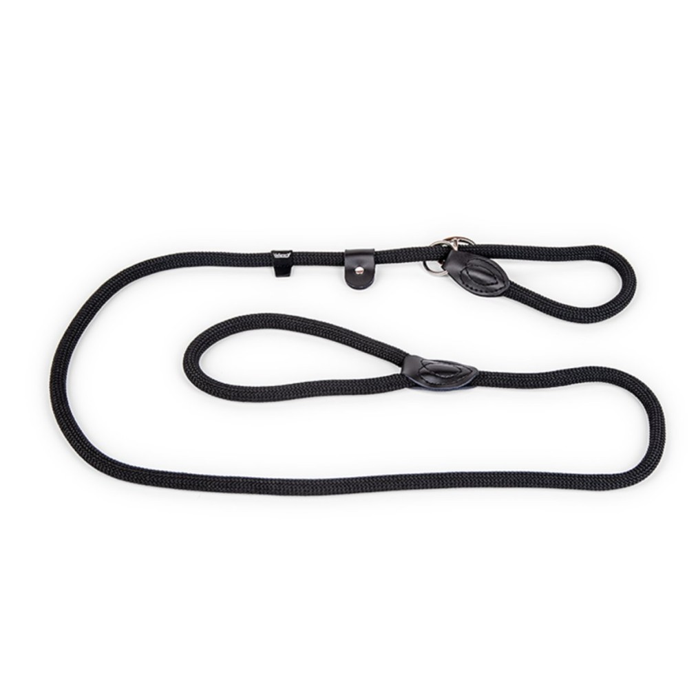 Laisse lasso chien Classic Nylon noir 170 cm × 6 mm S | Vadigran