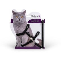 Ensemble harnais et laisse pour grand chat noir 34/57 cm+120 cm | Vadi