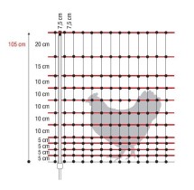 Filet Électrifiable Volailles 50 m x 105 cm – Sécurité & Facilité | Piquets Inclus