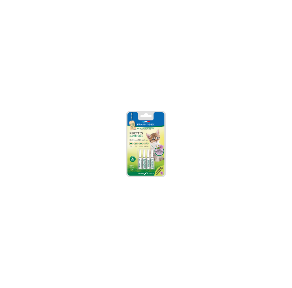 Pipettes Insectifuges – Chatons | 4 x 0,6 ml | Naturelles