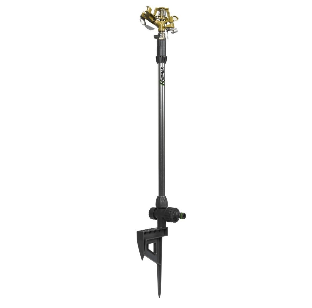 Arroseur cracheur métal Ribimex sur pic 55 cm – 400 m² – Secteur 0‑360°