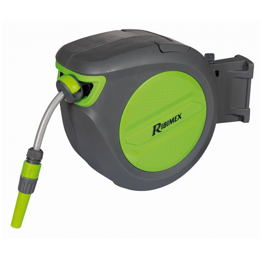 Dévidoir mural automatique Ribimex – 20 m Ø 12,5 mm – Kit complet jardin