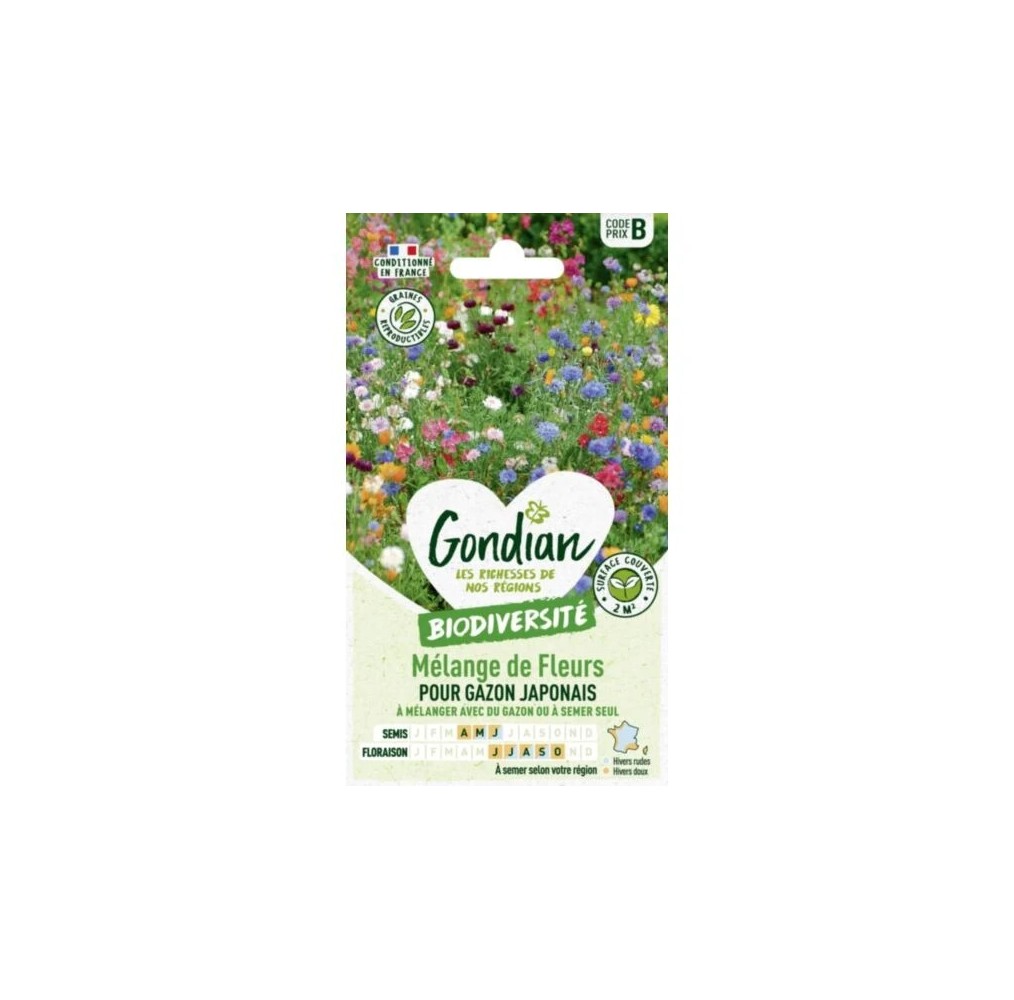 Mélange fleurs gazon japonais Gondian pour 2 m²